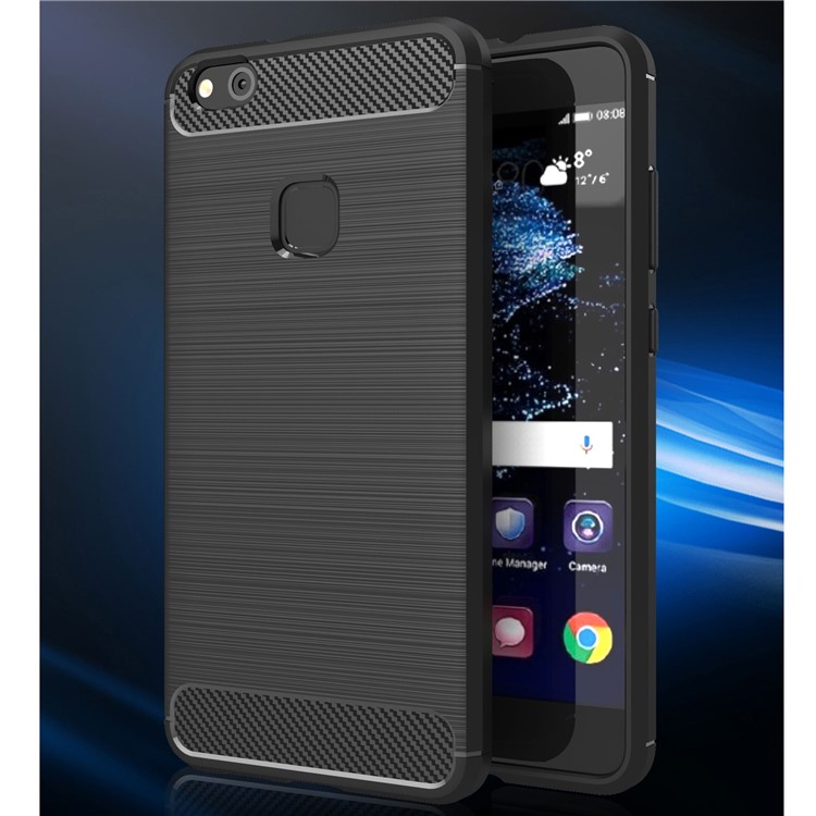 50PCS/Lot Carbon Fibre Brushed TPU Case for Huawei P10 Lite - Black-9