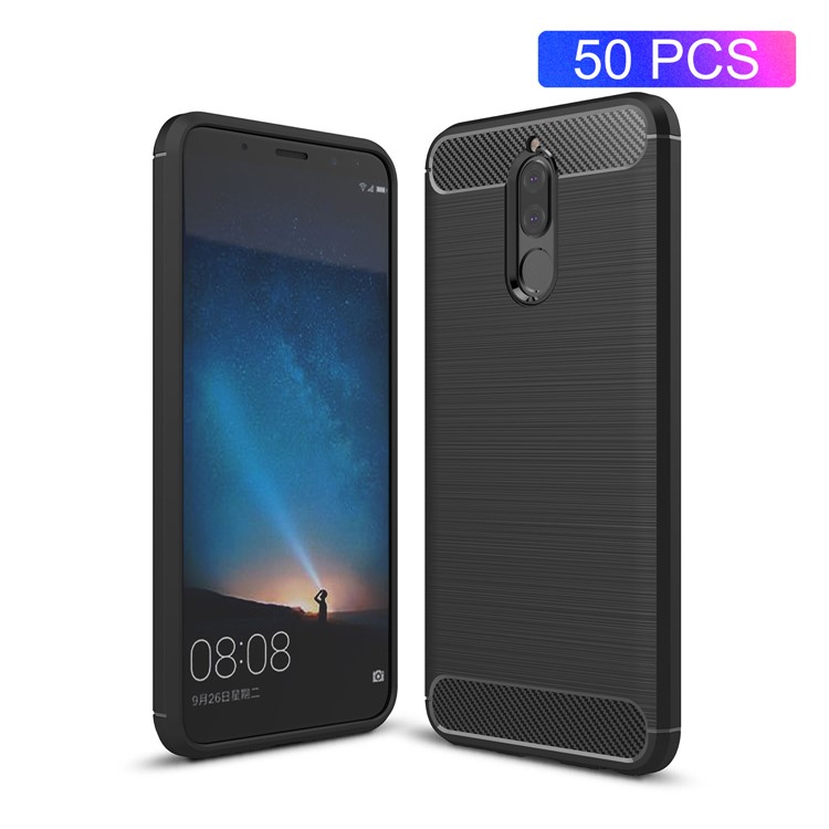 50Pcs/Set Carbon Fiber Texture Brushed TPU Phone Cover for Huawei nova 2i / Maimang 6 / Mate 10 lite - Black-1