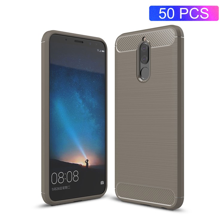 50Pcs/Set Carbon Fiber Texture Brushed TPU Cell Phone Cover for Huawei nova 2i / Maimang 6 / Mate 10 lite - Grey-1