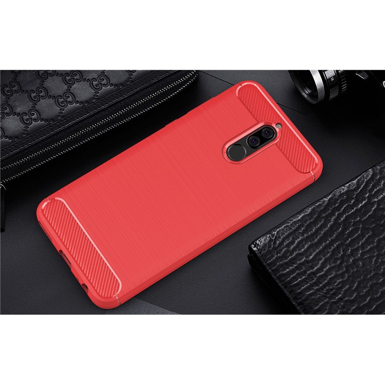 50Pcs/Set Carbon Fiber Texture Brushed TPU Phone Accessory Cases for Huawei nova 2i / Maimang 6 / Mate 10 lite - Red-2