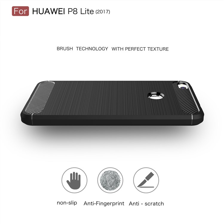 50Pcs/Set Brushed TPU Carbon Fiber Phone Case for Huawei P8 Lite (2017) / Honor 8 Lite - Black-4