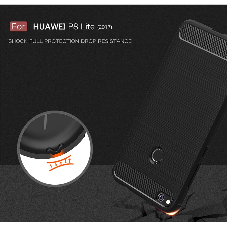 50Pcs/Set Brushed TPU Carbon Fiber Phone Case for Huawei P8 Lite (2017) / Honor 8 Lite - Black-7