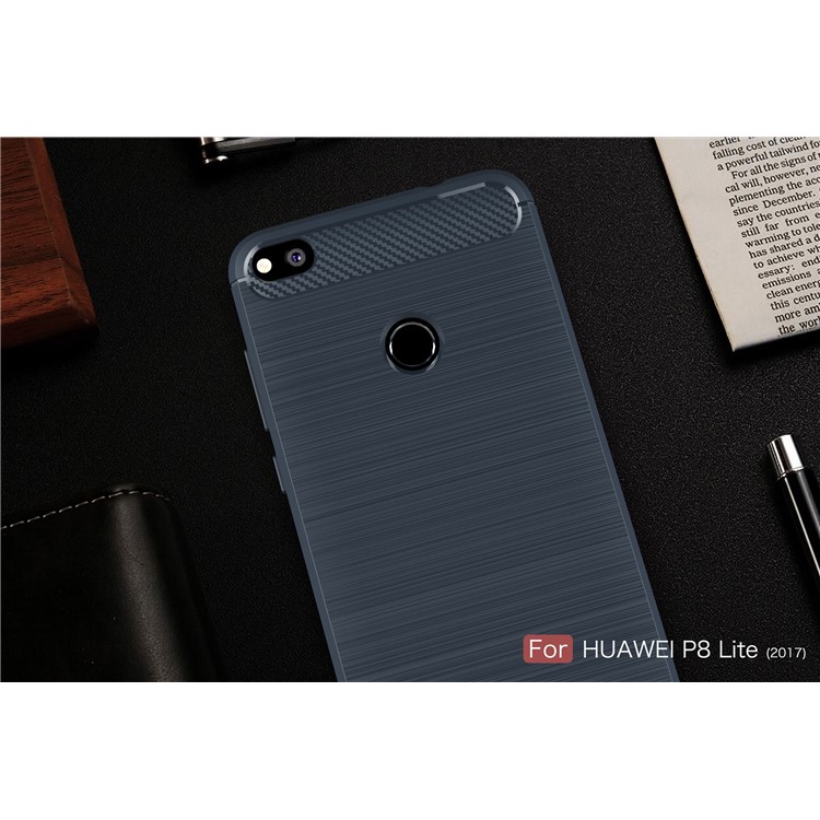 50Pcs/Set Brushed TPU Carbon Fiber Protective Shell for Huawei P8 Lite (2017) / Honor 8 Lite - Dark Blue-2