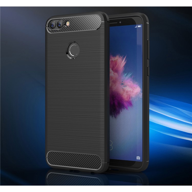50Pcs/Set Carbon Fiber Texture Brushed TPU Mobile Case for Huawei P Smart / Enjoy 7S - Black-2