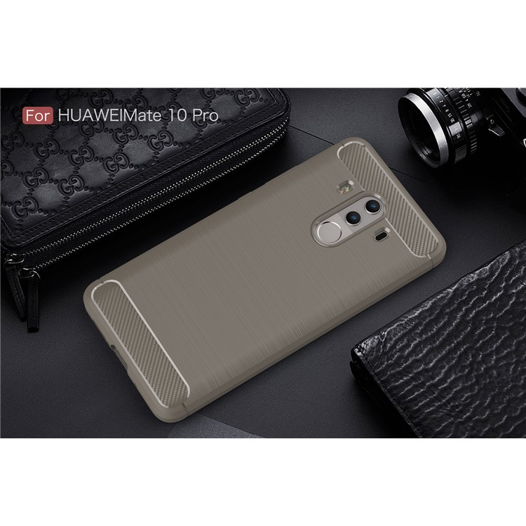50Pcs/Set for Huawei Mate 10 Pro Carbon Fiber Texture Brushed TPU Mobile Cover - Grey-2