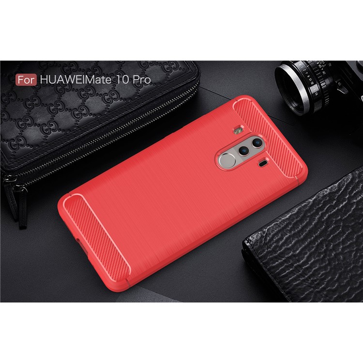 50Pcs/Set for Huawei Mate 10 Pro Carbon Fiber Texture Brushed TPU Mobile Casing - Red-2