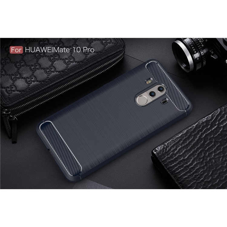 50Pcs/Set for Huawei Mate 10 Pro Carbon Fiber Texture Brushed TPU Cover Protector - Dark Blue-2