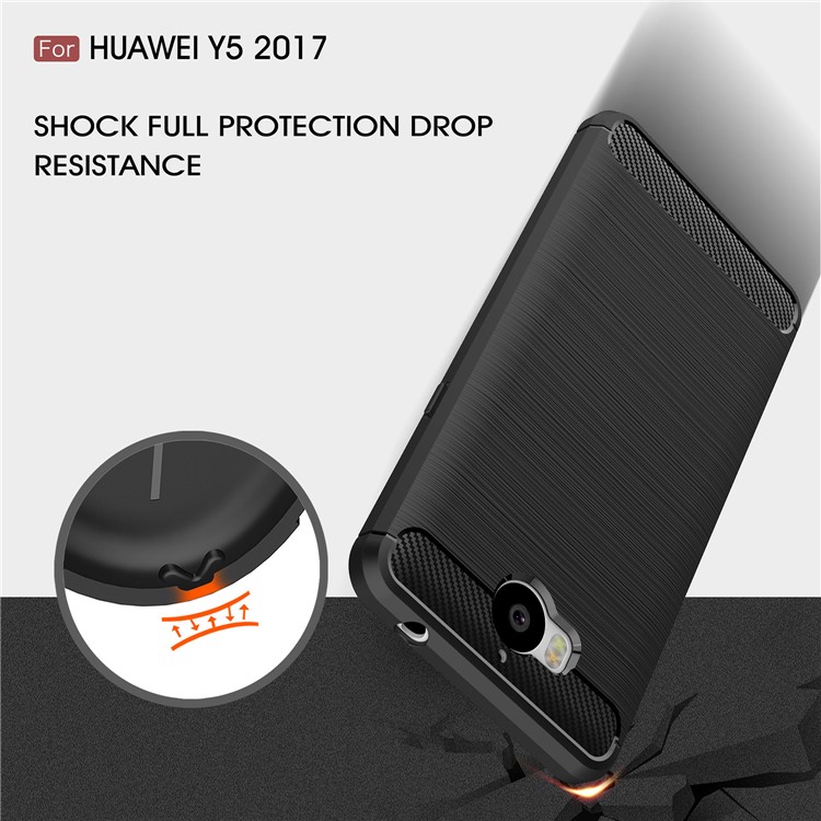 50Pcs/Set Carbon Fiber Texture Brushed Soft TPU Case for Huawei Y6 (2017) / Y5 (2017) - Black-6