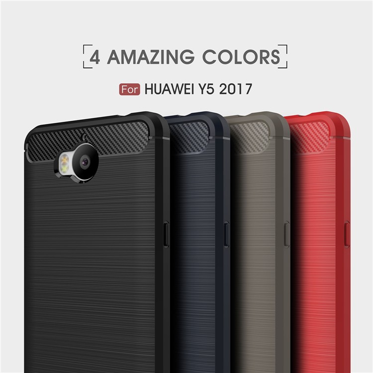 50Pcs/Set Carbon Fiber Texture Brushed Soft TPU Cover for Huawei Y6 (2017) / Y5 (2017) - Grey-3