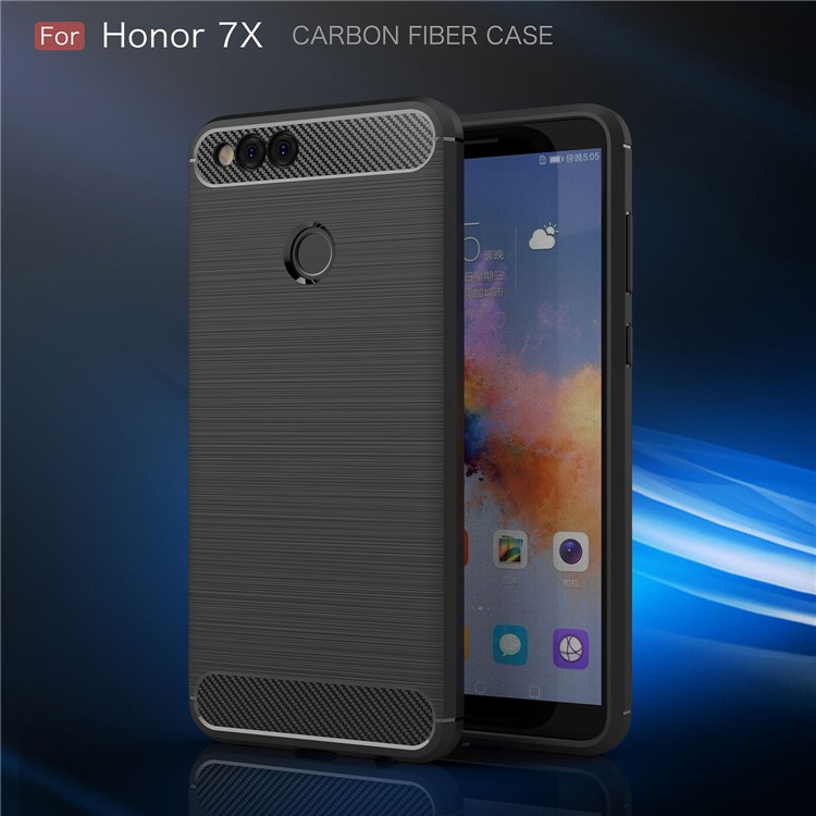 50Pcs/Set Carbon Fiber Texture Brushed TPU Cell Phone Case for Huawei Honor 7X - Black-2
