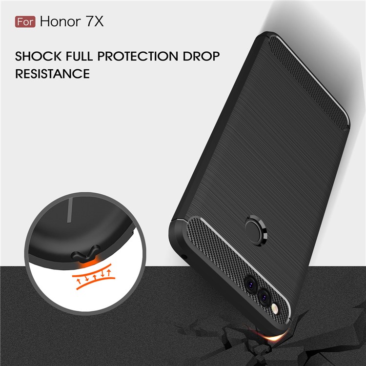 50Pcs/Set Carbon Fiber Texture Brushed TPU Cell Phone Case for Huawei Honor 7X - Black-6
