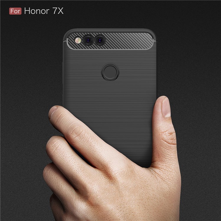 50Pcs/Set Carbon Fiber Texture Brushed TPU Cell Phone Case for Huawei Honor 7X - Black-8