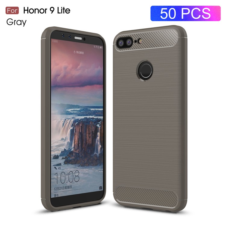 50Pcs/Set Carbon Fiber Texture Brushed TPU Cover for Huawei Honor 9 Lite / 9 Youth Edition - Grey-1
