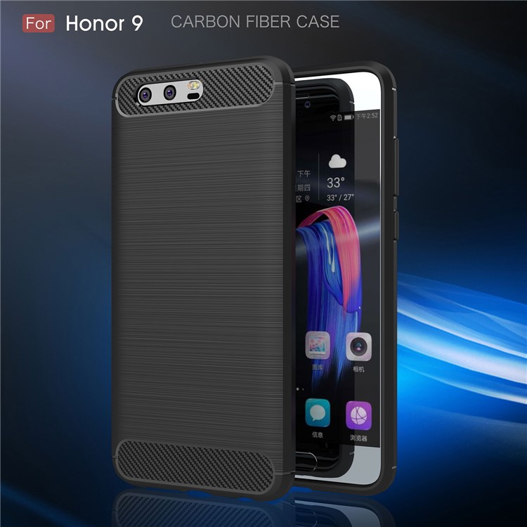 50Pcs/Set Carbon Fiber Texture Brushed TPU Mobile Phone Case for Huawei Honor 9 - Black-2