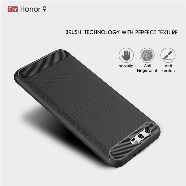 50Pcs/Set Carbon Fiber Texture Brushed TPU Mobile Phone Case for Huawei Honor 9 - Black-3