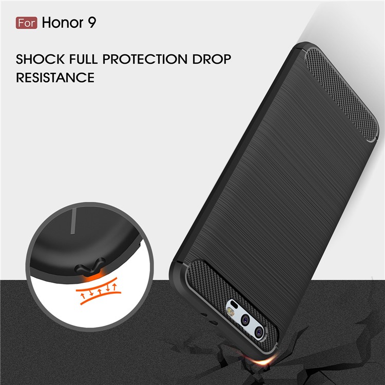 50Pcs/Set Carbon Fiber Texture Brushed TPU Mobile Phone Case for Huawei Honor 9 - Black-6