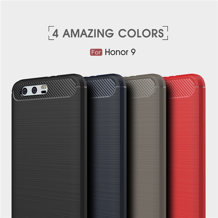 50Pcs/Set Carbon Fiber Texture Brushed TPU Mobile Phone Shell for Huawei Honor 9 - Red-3