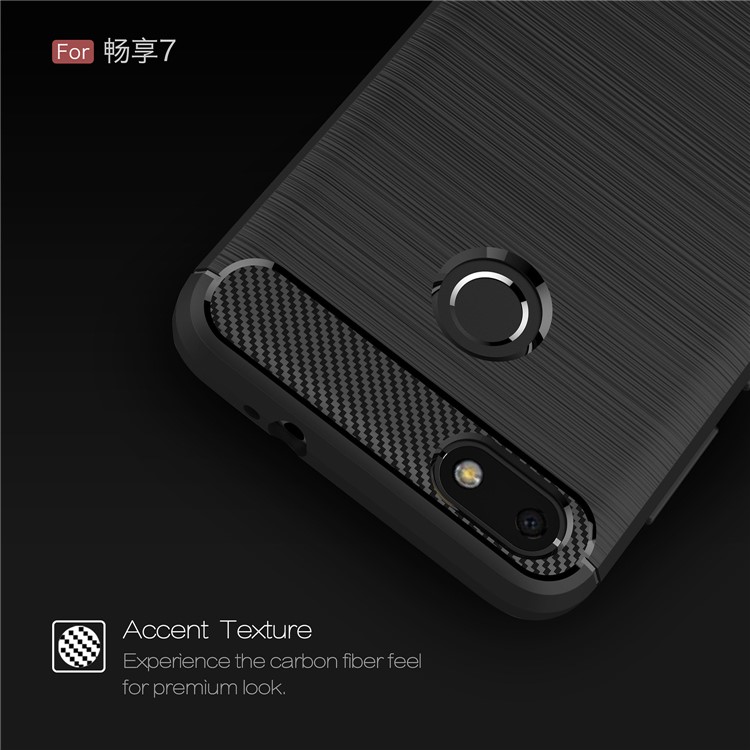 50Pcs/Lot Carbon Fiber Texture Brushed TPU Back Case for Huawei P9 Lite Mini / Enjoy 7 / Y6 Pro (2017) - Black-4