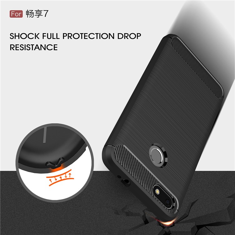 50Pcs/Lot Carbon Fiber Texture Brushed TPU Back Case for Huawei P9 Lite Mini / Enjoy 7 / Y6 Pro (2017) - Black-6