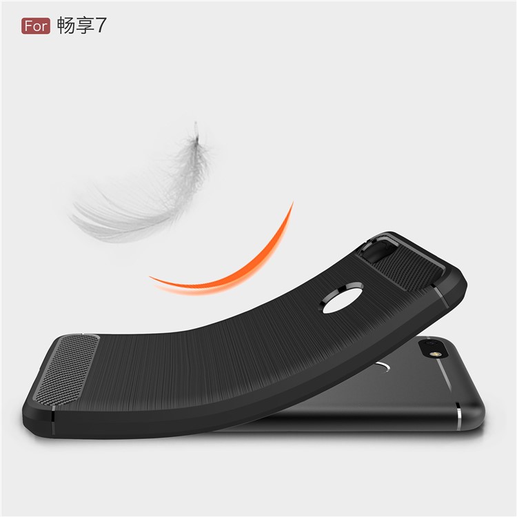 50Pcs/Lot Carbon Fiber Texture Brushed TPU Back Case for Huawei P9 Lite Mini / Enjoy 7 / Y6 Pro (2017) - Black-7