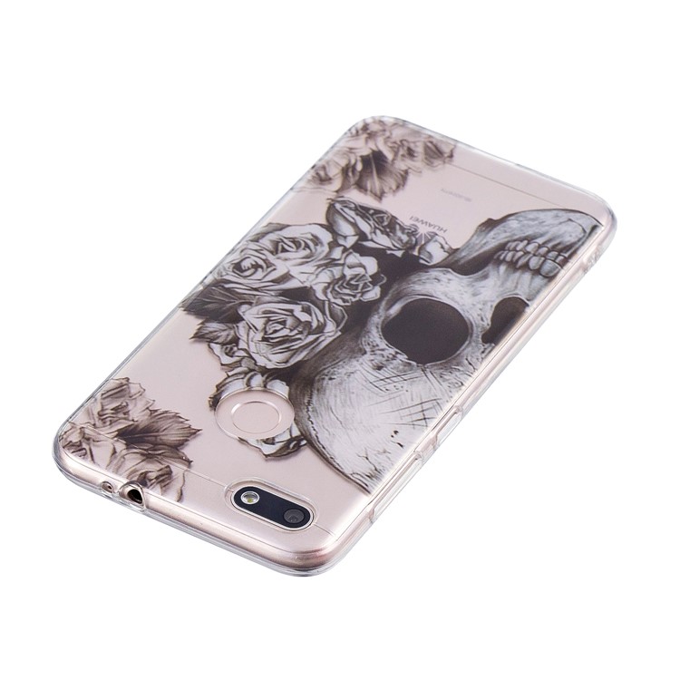 Clear IMD TPU Gel Back Case for Huawei P9 lite mini/Y6 Pro (2017)/Enjoy 7 - Rose Skull-5