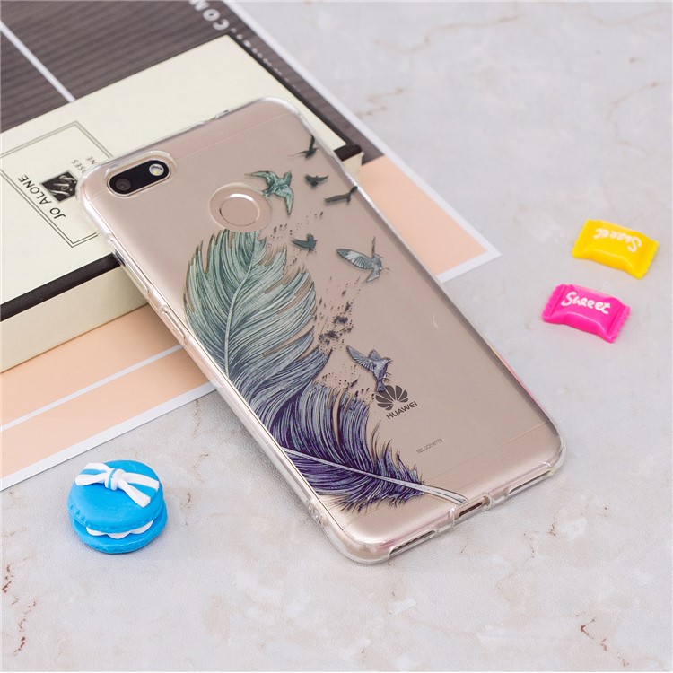 Clear IMD TPU Gel Back Shell for Huawei P9 lite mini/Y6 Pro (2017)/Enjoy 7 - Feather and Birds-2