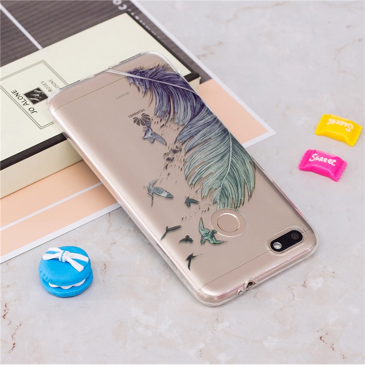 Clear IMD TPU Gel Back Shell for Huawei P9 lite mini/Y6 Pro (2017)/Enjoy 7 - Feather and Birds-3