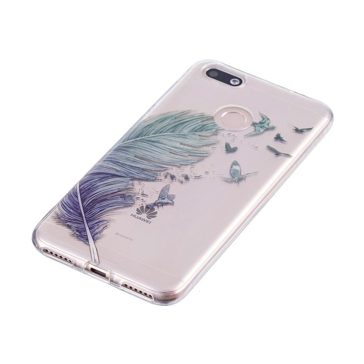 Clear IMD TPU Gel Back Shell for Huawei P9 lite mini/Y6 Pro (2017)/Enjoy 7 - Feather and Birds-4