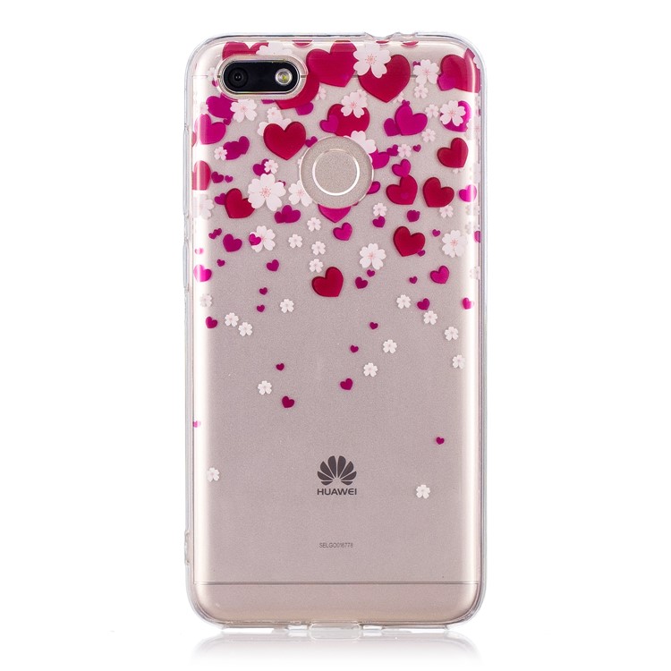 Clear IMD TPU Gel Back Cell Phone Casing for Huawei P9 lite mini/Y6 Pro (2017)/Enjoy 7 - Hearts and Flowers-1