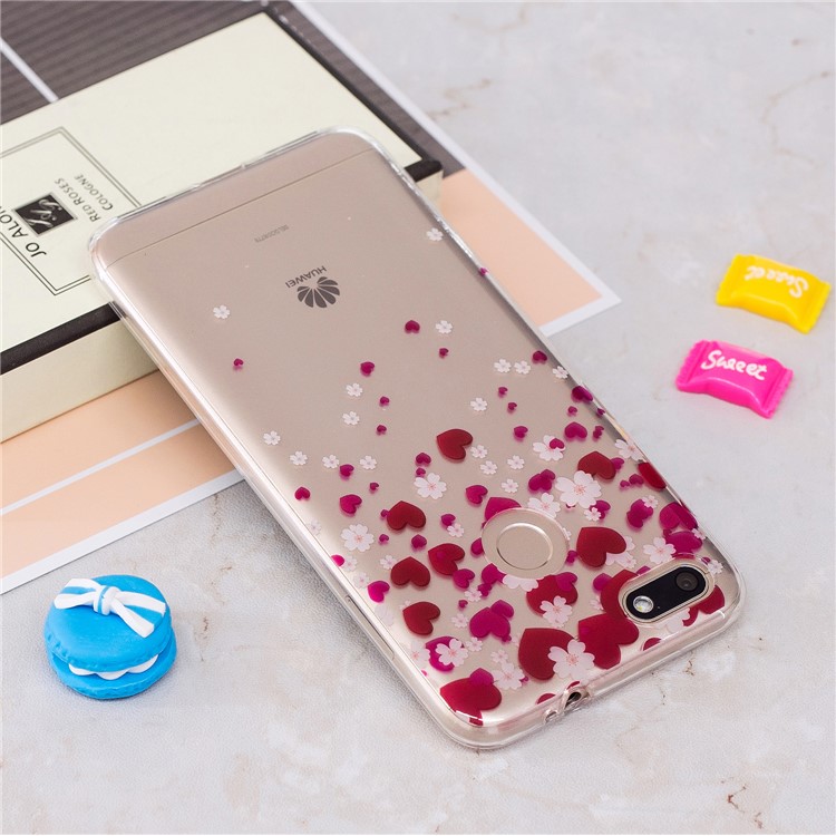 Clear IMD TPU Gel Back Cell Phone Casing for Huawei P9 lite mini/Y6 Pro (2017)/Enjoy 7 - Hearts and Flowers-3