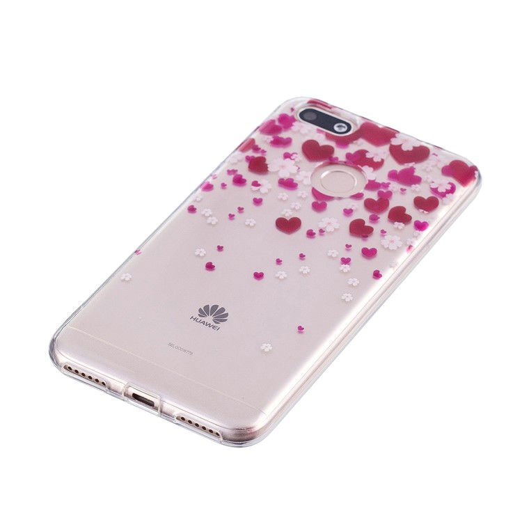 Clear IMD TPU Gel Back Cell Phone Casing for Huawei P9 lite mini/Y6 Pro (2017)/Enjoy 7 - Hearts and Flowers-4