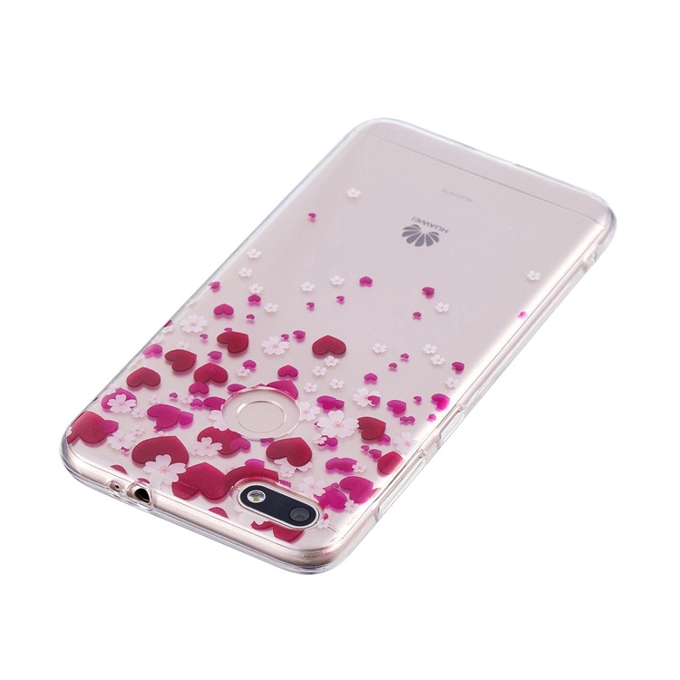 Clear IMD TPU Gel Back Cell Phone Casing for Huawei P9 lite mini/Y6 Pro (2017)/Enjoy 7 - Hearts and Flowers-5