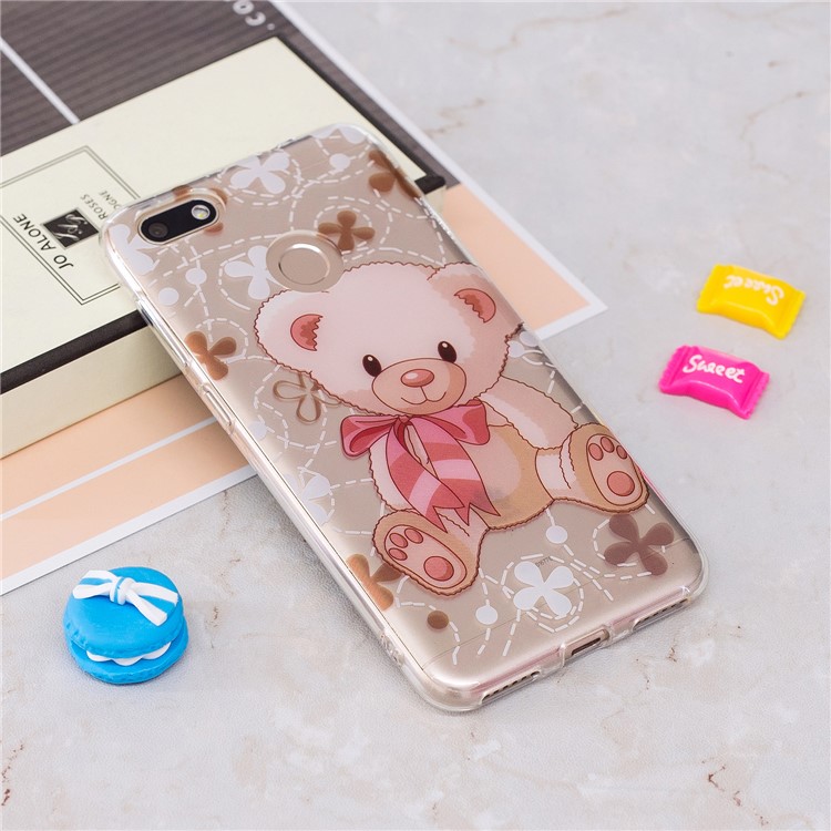 Clear IMD TPU Gel Protective Case for Huawei P9 lite mini/Y6 Pro (2017)/Enjoy 7 - Bear Doll-2