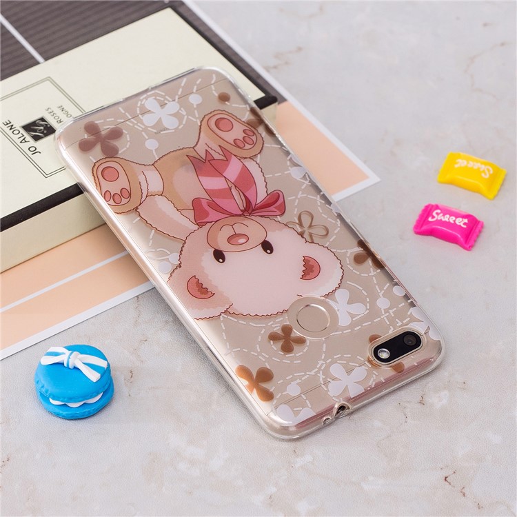 Clear IMD TPU Gel Protective Case for Huawei P9 lite mini/Y6 Pro (2017)/Enjoy 7 - Bear Doll-3
