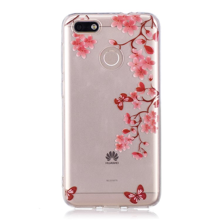 Clear IMD Soft TPU Gel Protective Mobile Phone Case for Huawei P9 lite mini/Y6 Pro (2017)/Enjoy 7 - Flowers and Butterflies-1