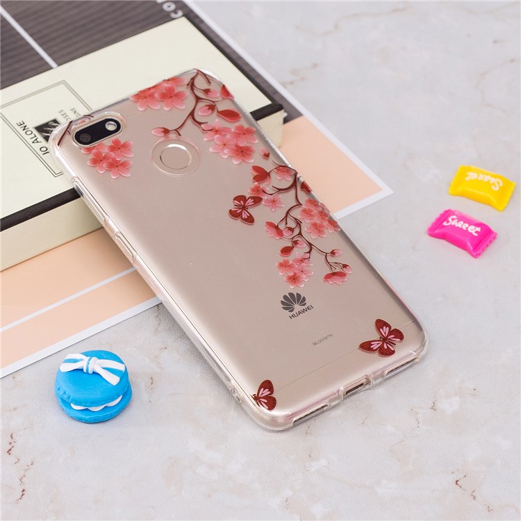 Clear IMD Soft TPU Gel Protective Mobile Phone Case for Huawei P9 lite mini/Y6 Pro (2017)/Enjoy 7 - Flowers and Butterflies-2