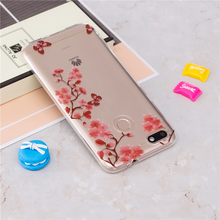 Clear IMD Soft TPU Gel Protective Mobile Phone Case for Huawei P9 lite mini/Y6 Pro (2017)/Enjoy 7 - Flowers and Butterflies-3