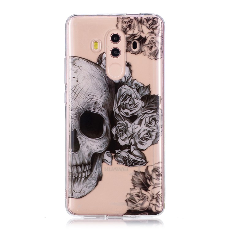Pattern Printing IMD Soft TPU Case for Huawei Mate 10 Pro - Flowered Skull-1