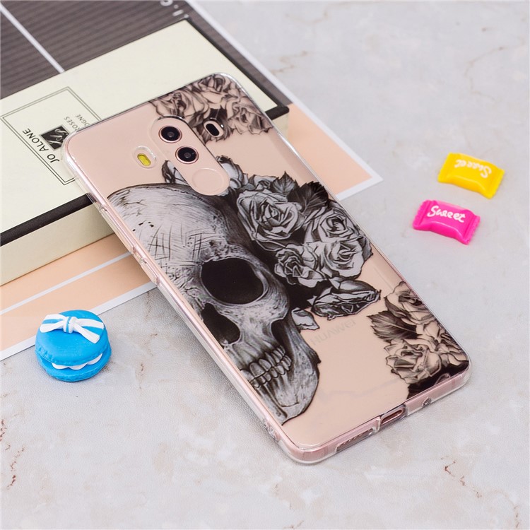 Pattern Printing IMD Soft TPU Case for Huawei Mate 10 Pro - Flowered Skull-2