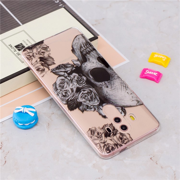 Pattern Printing IMD Soft TPU Case for Huawei Mate 10 Pro - Flowered Skull-3