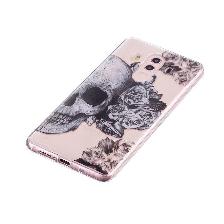 Pattern Printing IMD Soft TPU Case for Huawei Mate 10 Pro - Flowered Skull-4