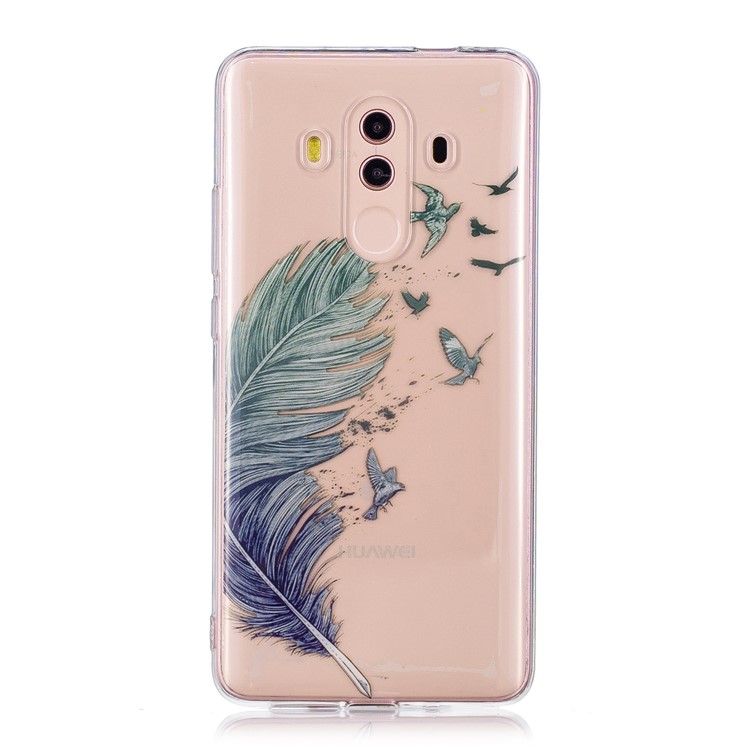 Pattern Printing IMD Soft TPU Phone Shell for Huawei Mate 10 Pro - Feather and Bird-1