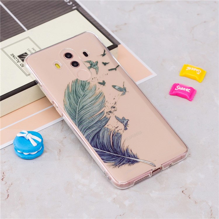 Pattern Printing IMD Soft TPU Phone Shell for Huawei Mate 10 Pro - Feather and Bird-2