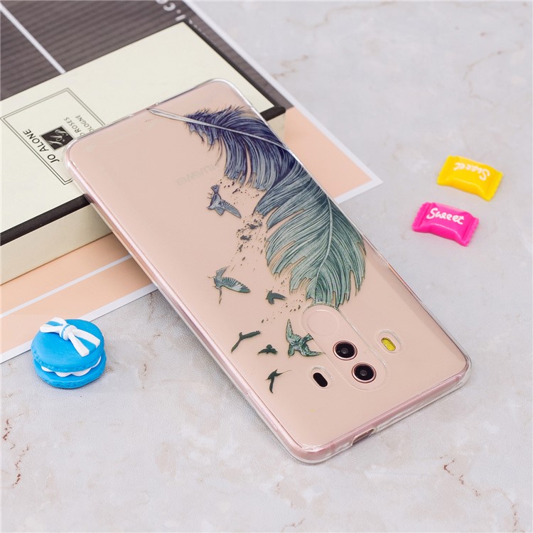 Pattern Printing IMD Soft TPU Phone Shell for Huawei Mate 10 Pro - Feather and Bird-3
