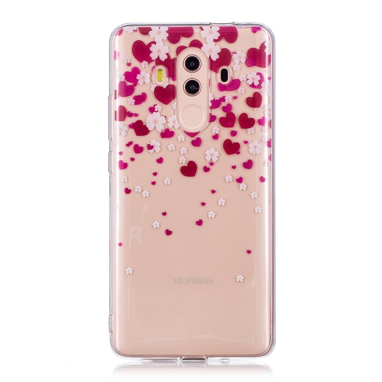 Patterned IMD Soft TPU Back Protector Case for Huawei Mate 10 Pro - Red Hearts-1