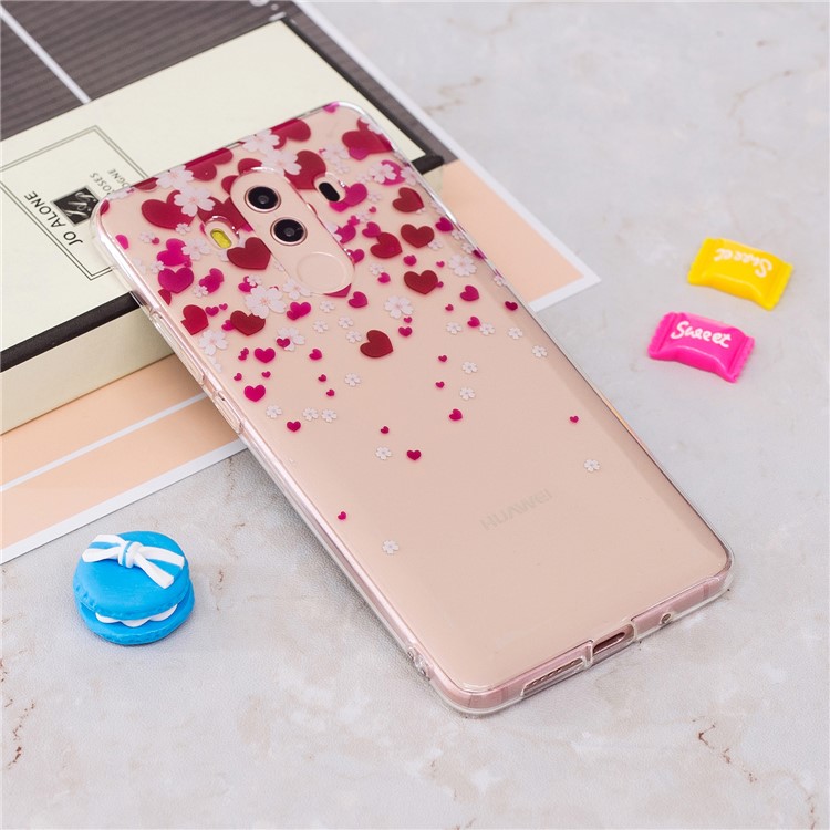 Patterned IMD Soft TPU Back Protector Case for Huawei Mate 10 Pro - Red Hearts-2