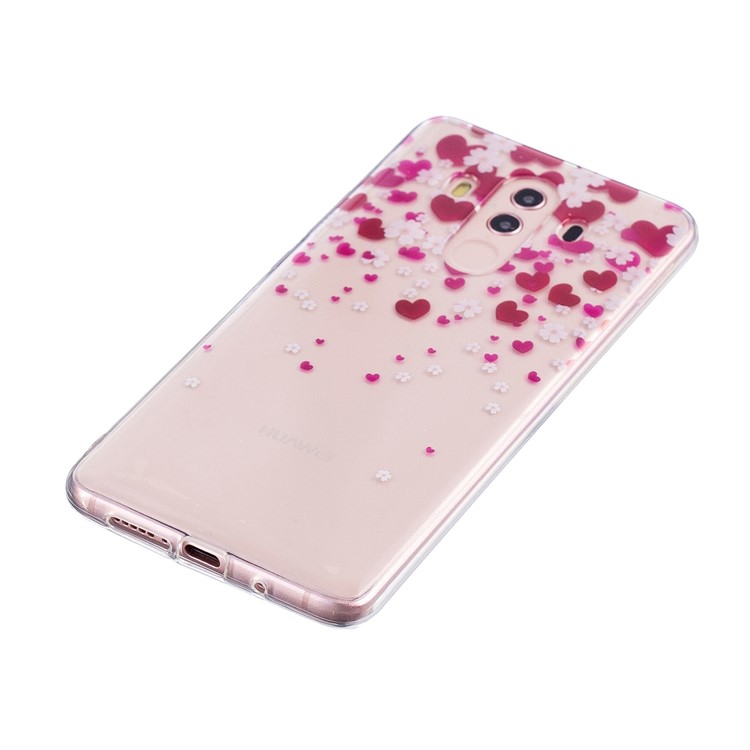 Patterned IMD Soft TPU Back Protector Case for Huawei Mate 10 Pro - Red Hearts-4