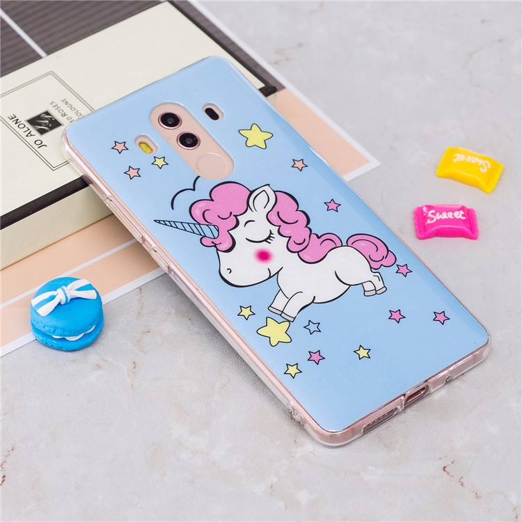 Patterned Noctilucent IMD Soft TPU Gel Casing for Huawei Mate 10 Pro - Cute Unicorn-2