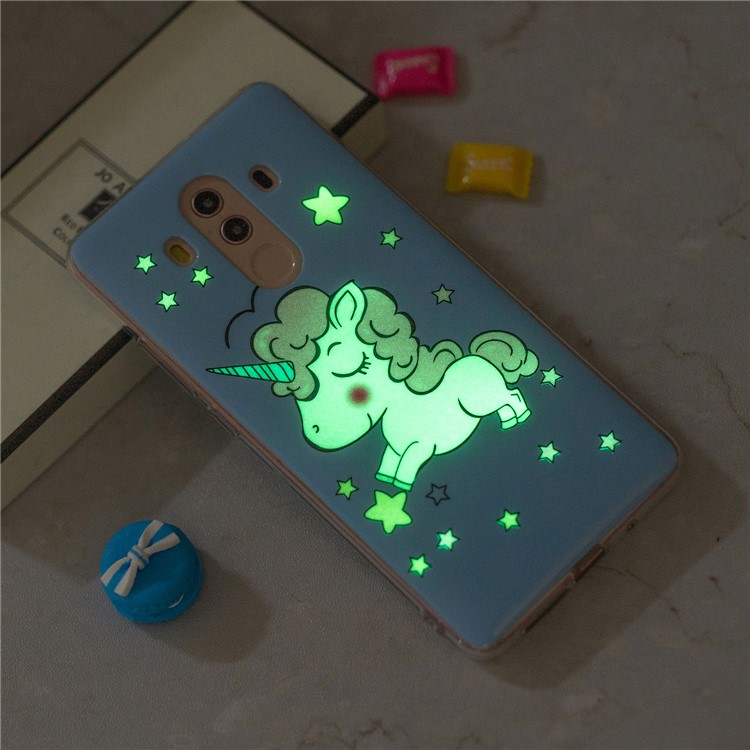 Patterned Noctilucent IMD Soft TPU Gel Casing for Huawei Mate 10 Pro - Cute Unicorn-6