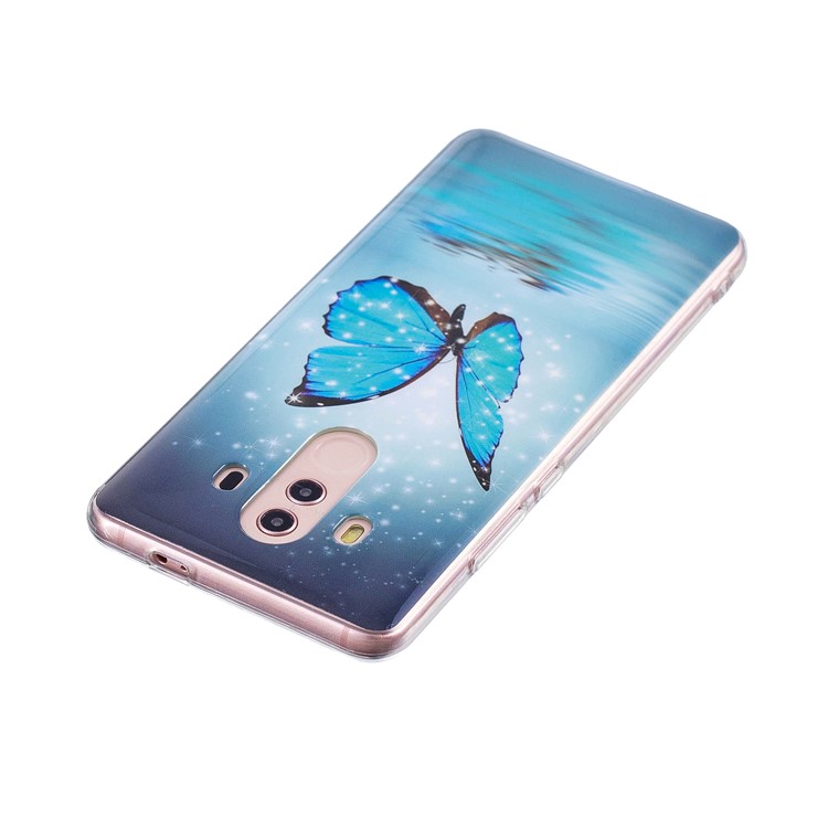 Patterned Noctilucent IMD Soft TPU Gel Casing Cover for Huawei Mate 10 Pro - Shining Blue Butterfly-5